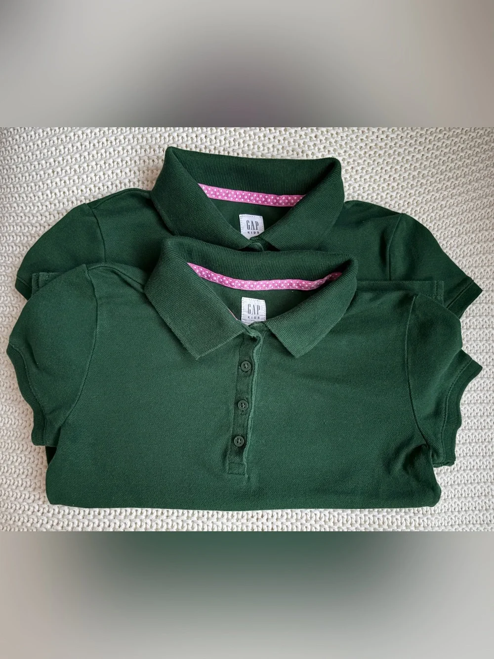 2pc Bundle GAP Kids Dark Green Polo School Uniform Shirts size S 6-7 shortsleeve
